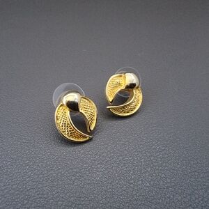 Modernist Angel Wing Stud Earrings Gold Tone Sculptural Celestial
